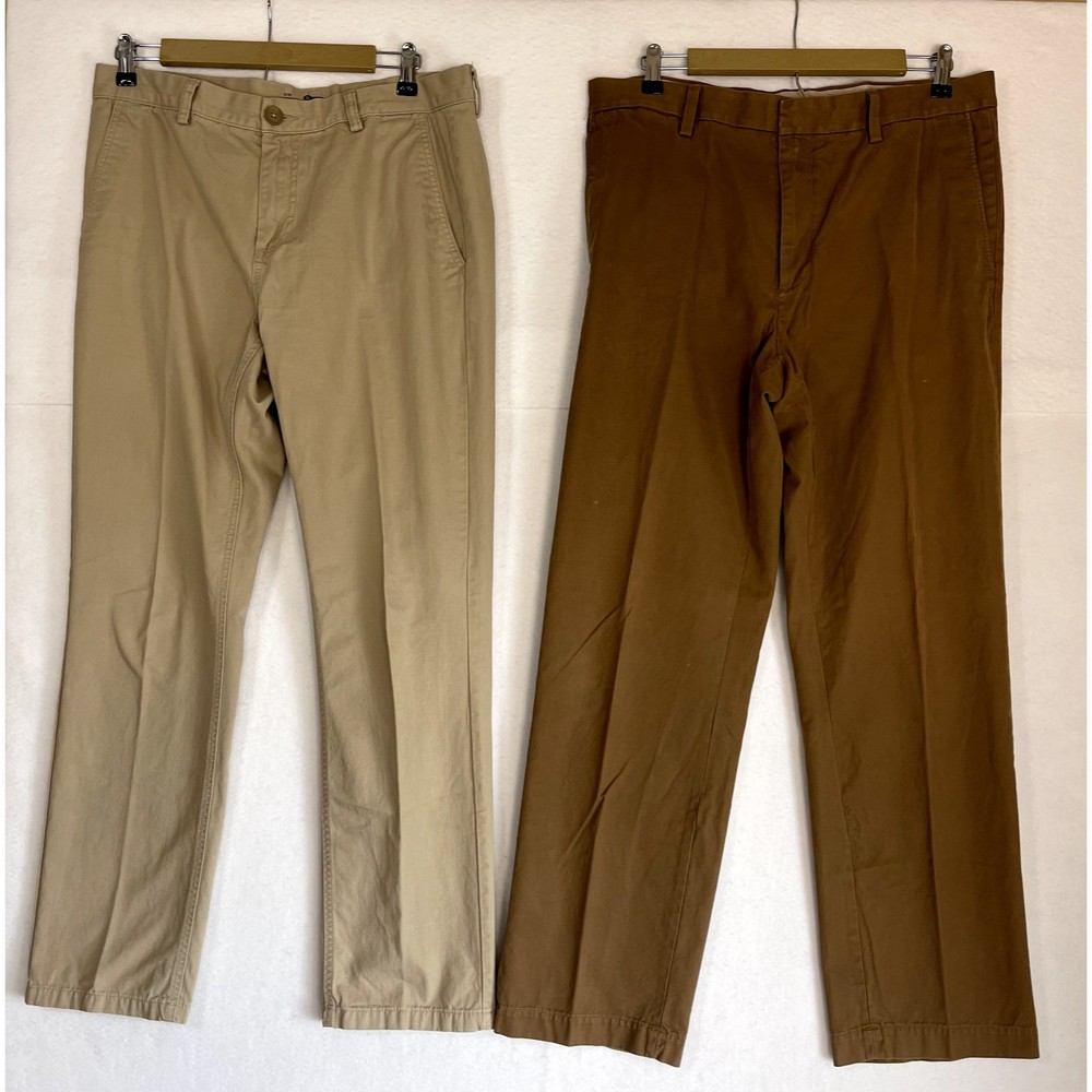 Lot of 2 Banana Republic Old Navy Mens Size 34 X 32 Chino Pant Cotton Brown Tan